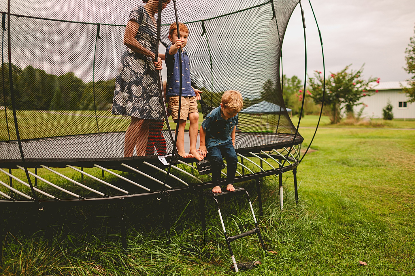 Kids jumping on trampoline