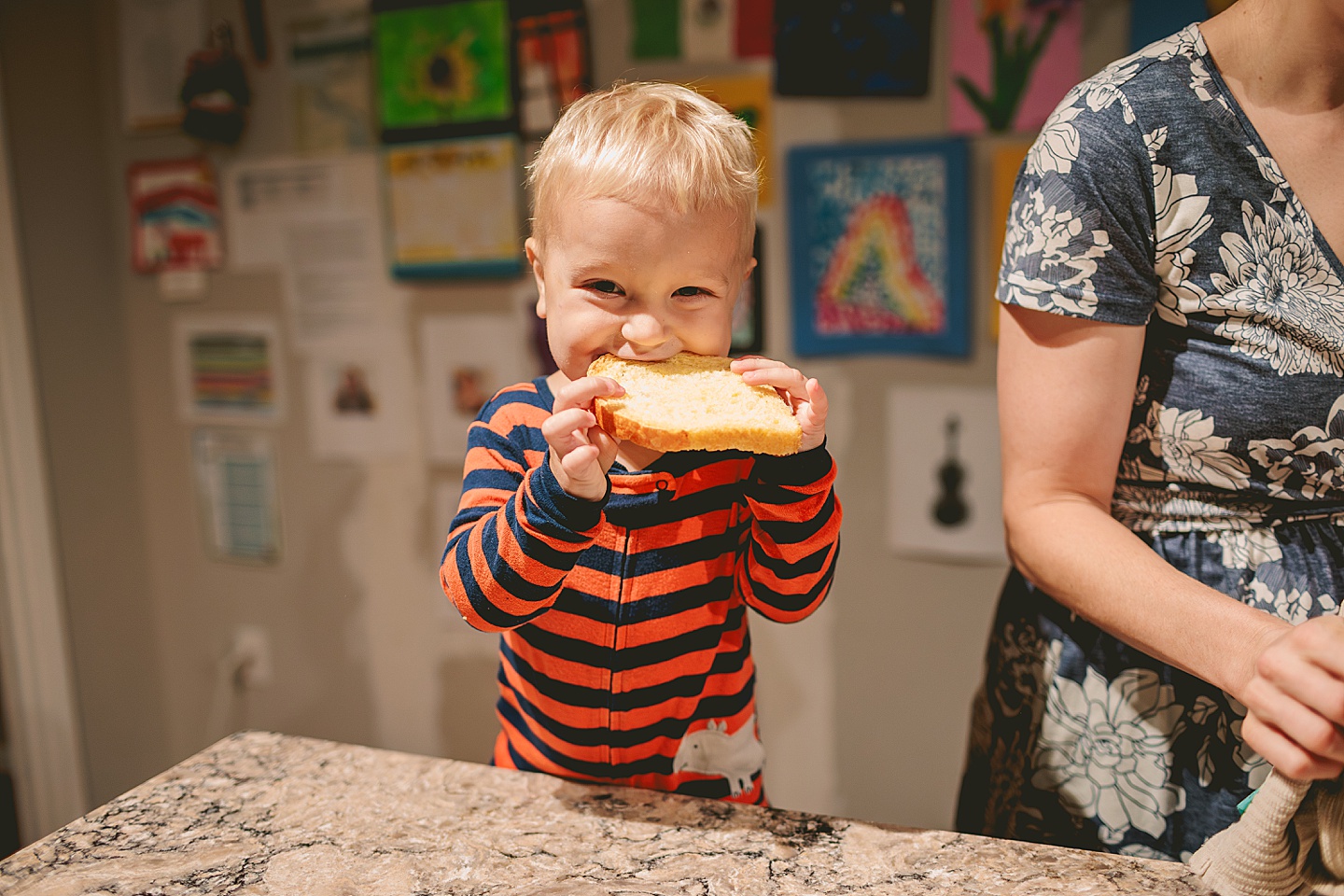 Kid eating bread