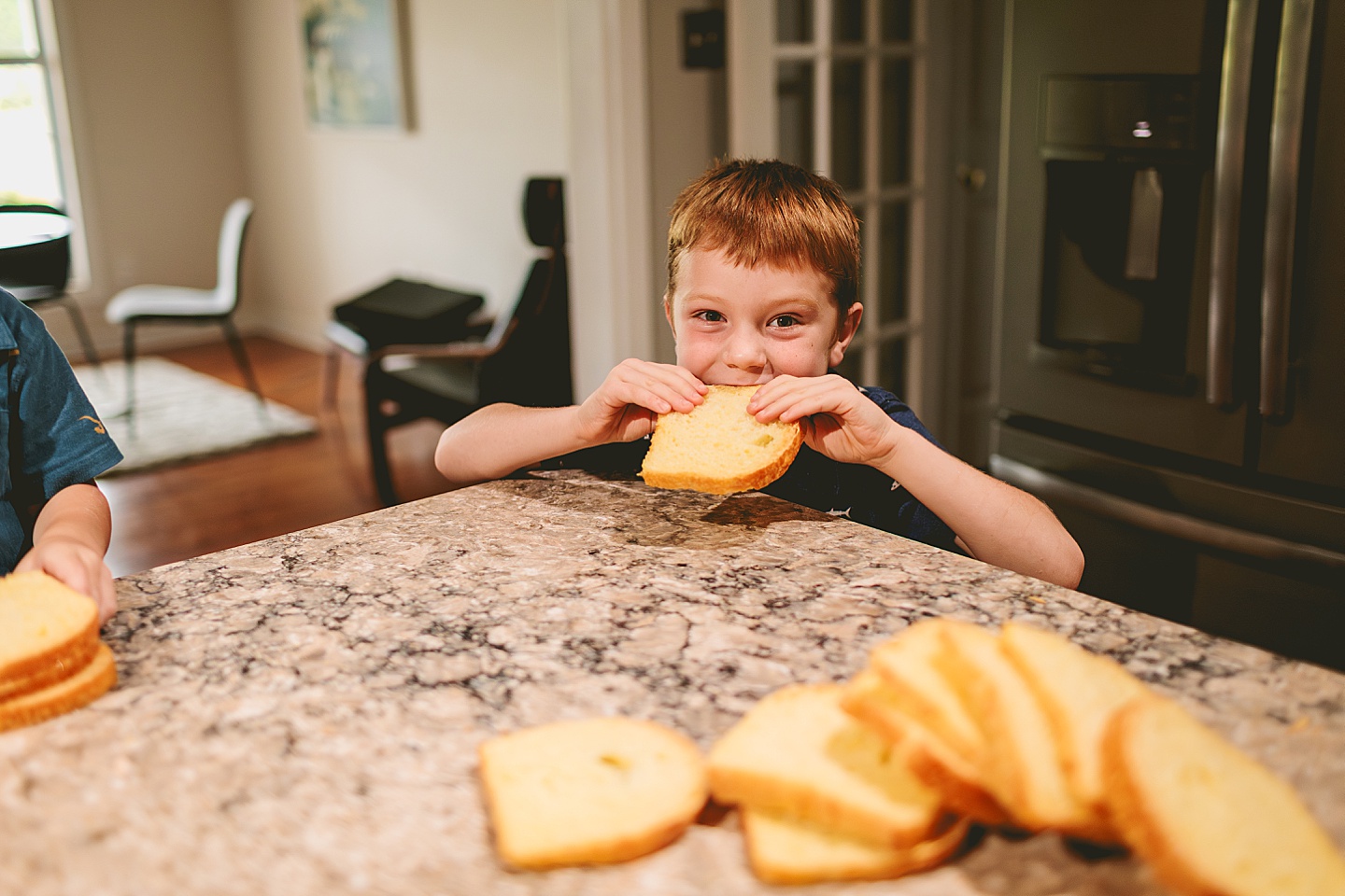 Kid eating bread