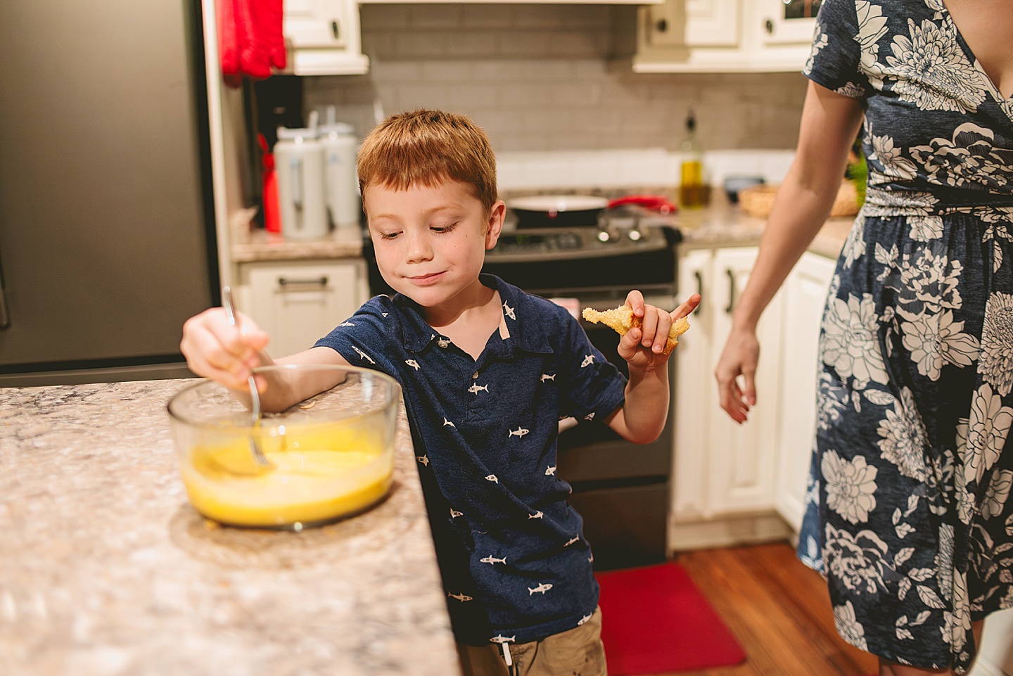 Kids making french toast