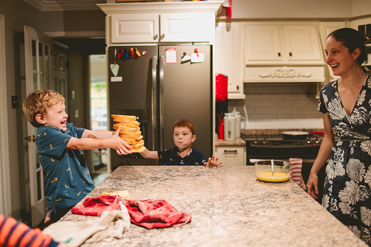 Kids making french toast