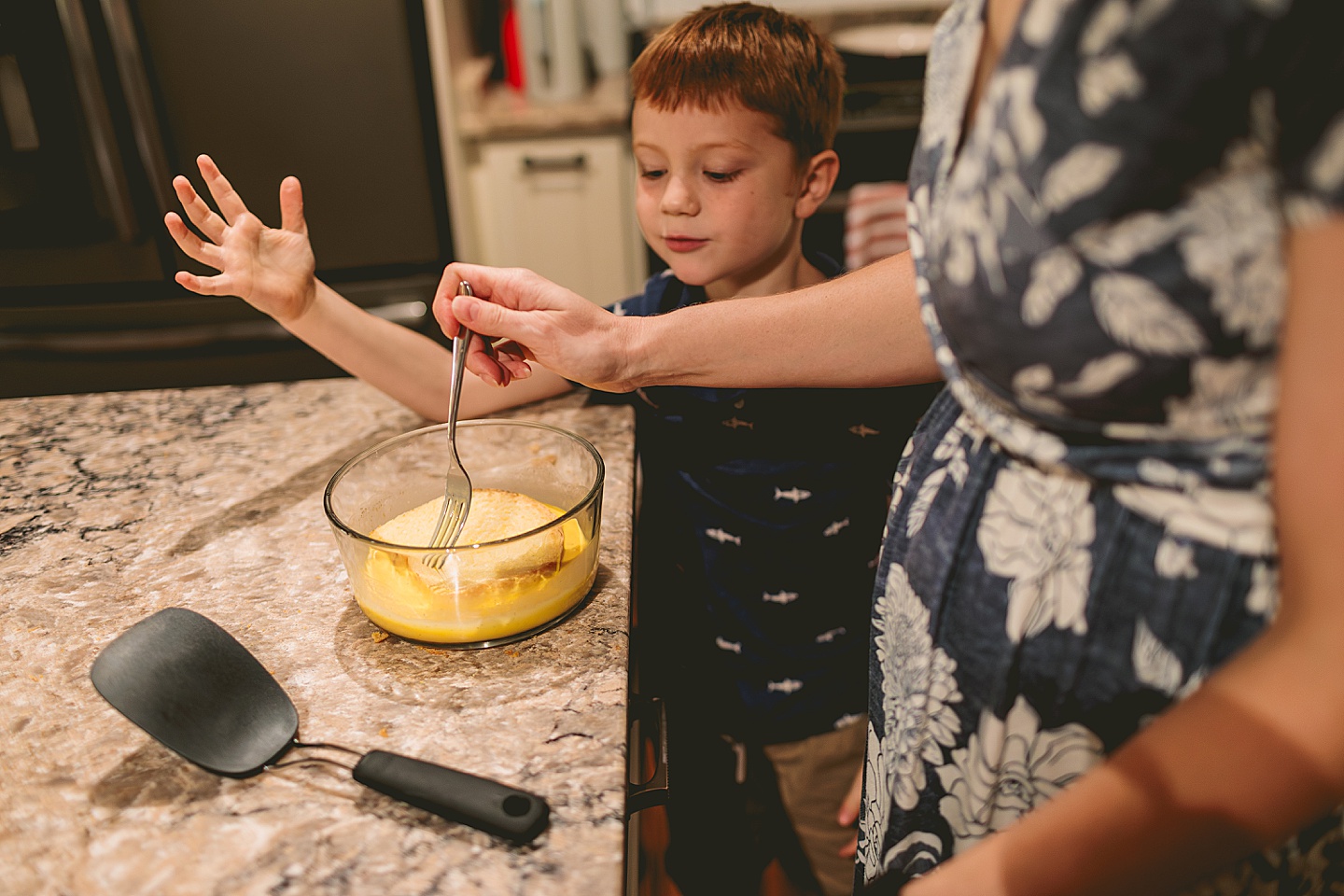 Kids making french toast