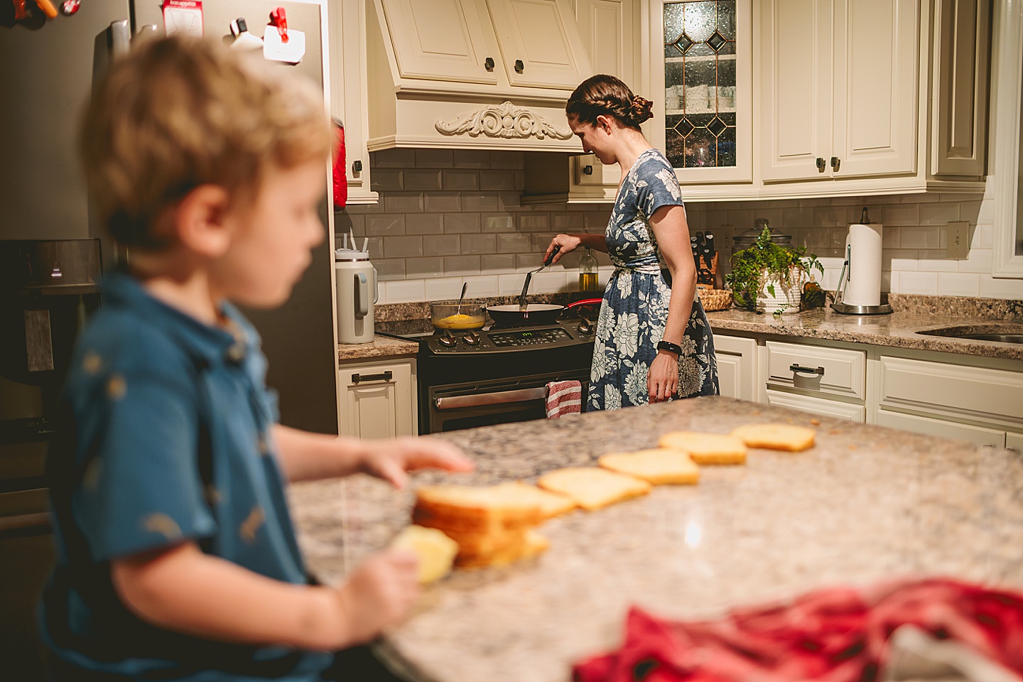 Kids making french toast